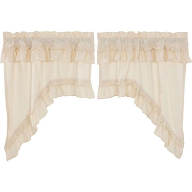 Muslin Ruffled Unbleached Natural Swag Curtain Set of 2 36x36x16 VHC Brands - The Fox Decor
